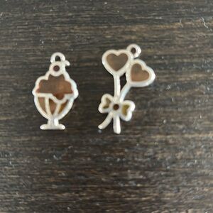 Silver and Brown Heart Charms